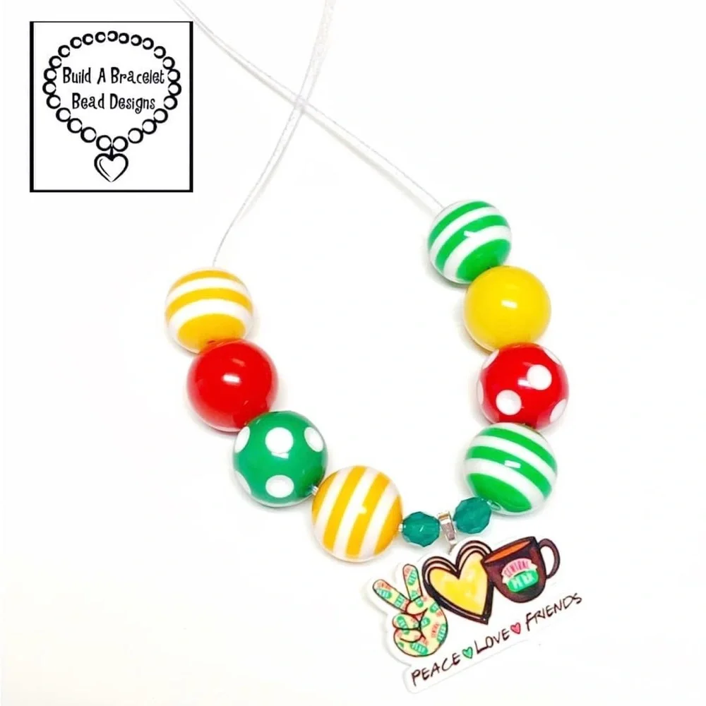 Handmade Peace Love Friends Bead Necklace